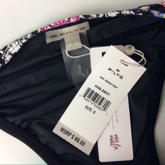 New PilyQ Hindi Banded Teeny Bikini Bottoms Small - Picture 6 of 8